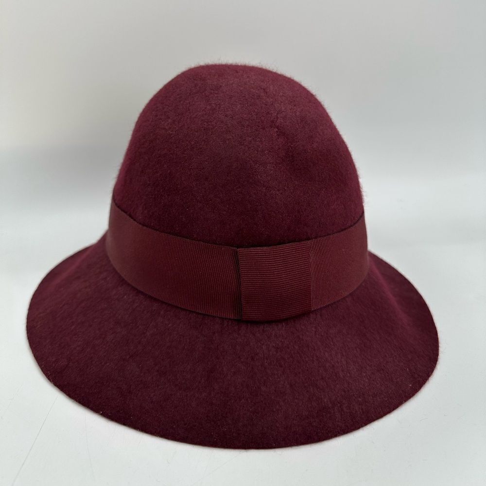 Stella McCartney Fedora Hat Burgundy 100% Wool Size 58
